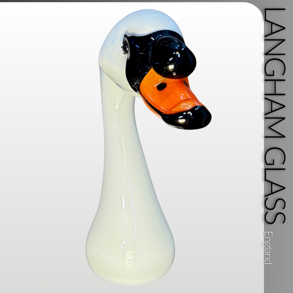 Langham Glass England Hand Painted Swan